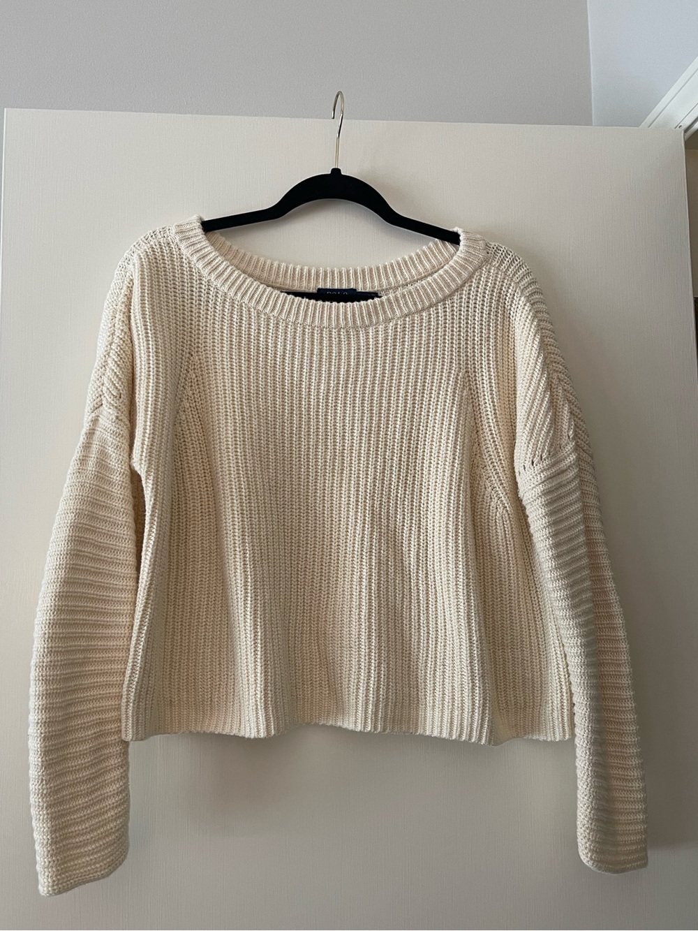 Ralph Lauren Cream Ribbed Crewneck Sweater